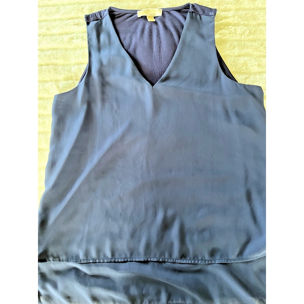 Michael Kors Mixed‎ Media Navy Blue Sleeveless Top size Large